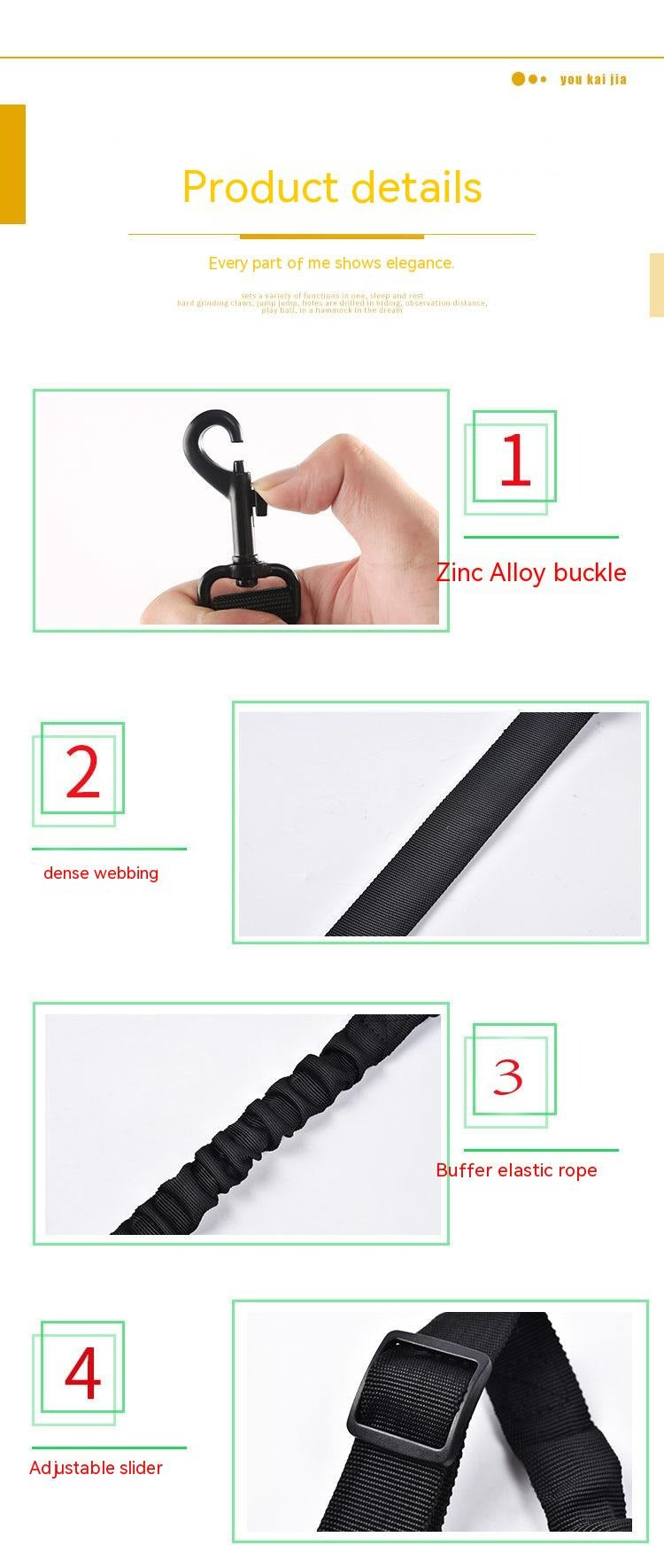 Elastic Dog Seat Belt